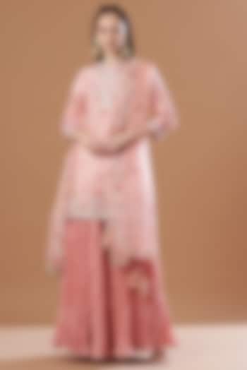 Light Pink Crush Silk Skirt Set by SURBHI SHAH