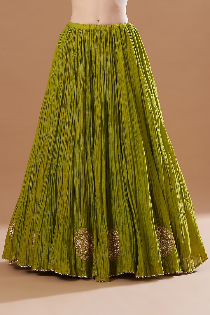 Green Embroidered Wedding Lehenga Set by SURBHI SHAH at Pernia's Pop Up Shop