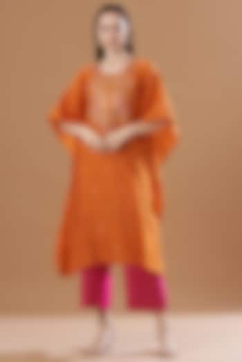 Orange Embroidered Kaftan Set by SURBHI SHAH