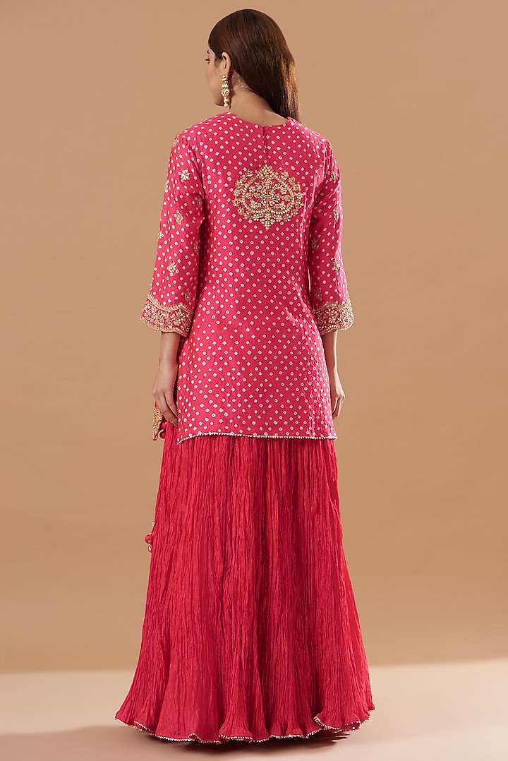 Red Crushed Skirt Set by SURBHI SHAH at Pernia's Pop Up Shop