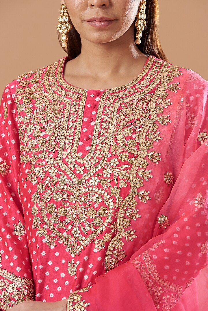 Red Crushed Skirt Set by SURBHI SHAH at Pernia's Pop Up Shop