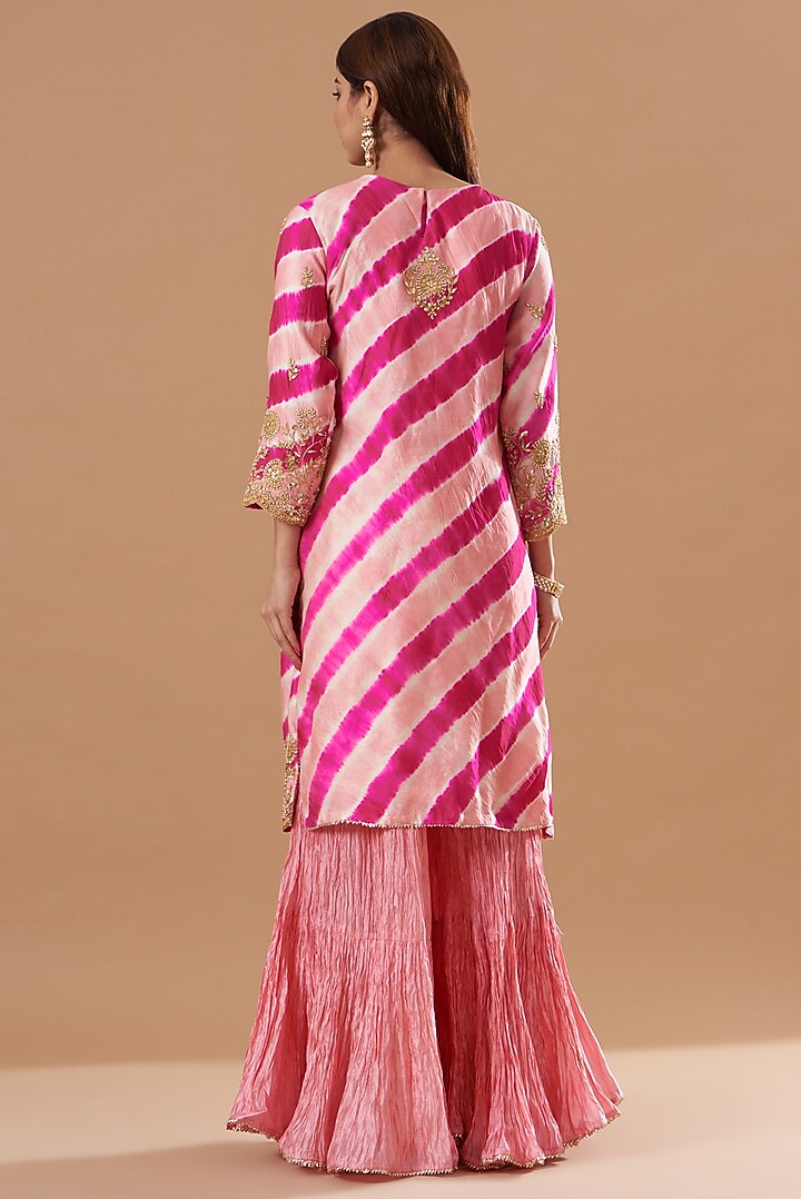 Peach Crushed Wedding Sharara Set by SURBHI SHAH at Pernia's Pop Up Shop
