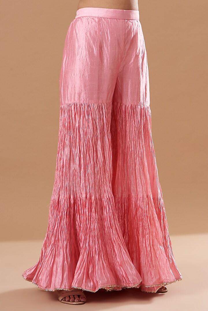 Peach Crushed Wedding Sharara Set by SURBHI SHAH at Pernia's Pop Up Shop