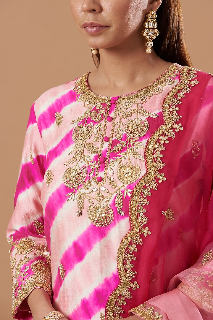 Peach Crushed Wedding Sharara Set by SURBHI SHAH at Pernia's Pop Up Shop