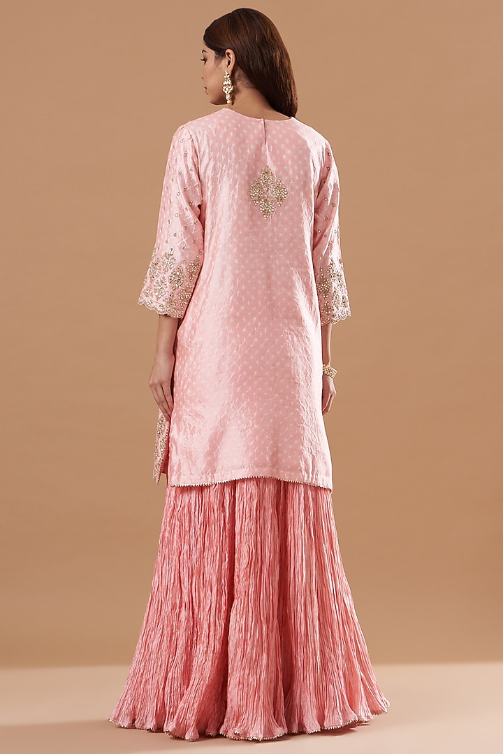 Blush Pink Crushed Skirt Set by SURBHI SHAH at Pernia's Pop Up Shop