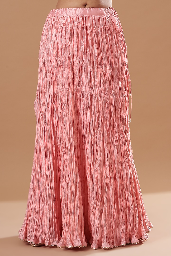 Blush Pink Crushed Skirt Set by SURBHI SHAH at Pernia's Pop Up Shop