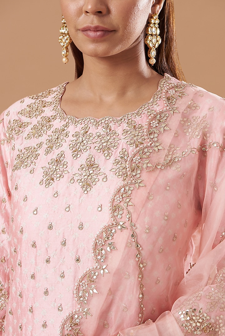 Blush Pink Crushed Skirt Set by SURBHI SHAH at Pernia's Pop Up Shop