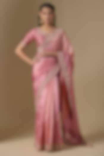 Mustard Kora Silk Marori Work Wedding Saree Set by SURBHI SHAH at Pernia's Pop Up Shop