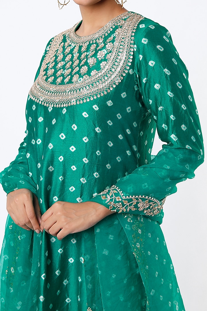Teal Bandhani Kurta Set by SURBHI SHAH at Pernia's Pop Up Shop