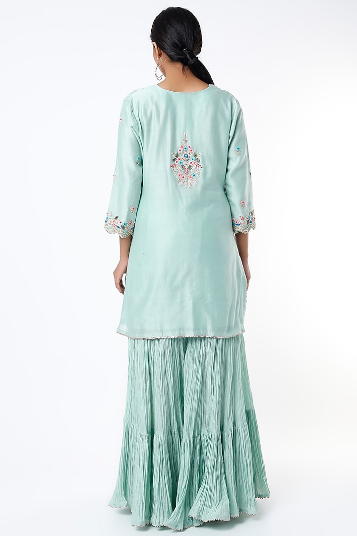 Light Blue Embroidered Wedding Sharara Set by SURBHI SHAH at Pernia's Pop Up Shop