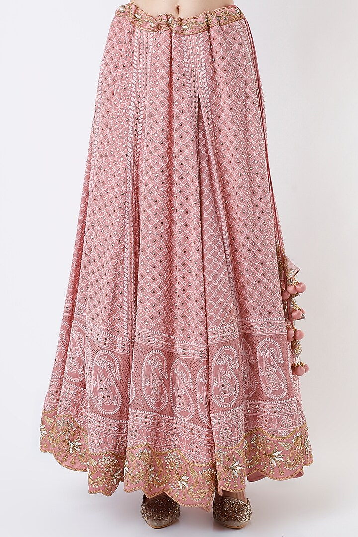 Rose Gold Hand Embroidered Wedding Lehenga Set by SURBHI SHAH at Pernia's Pop Up Shop