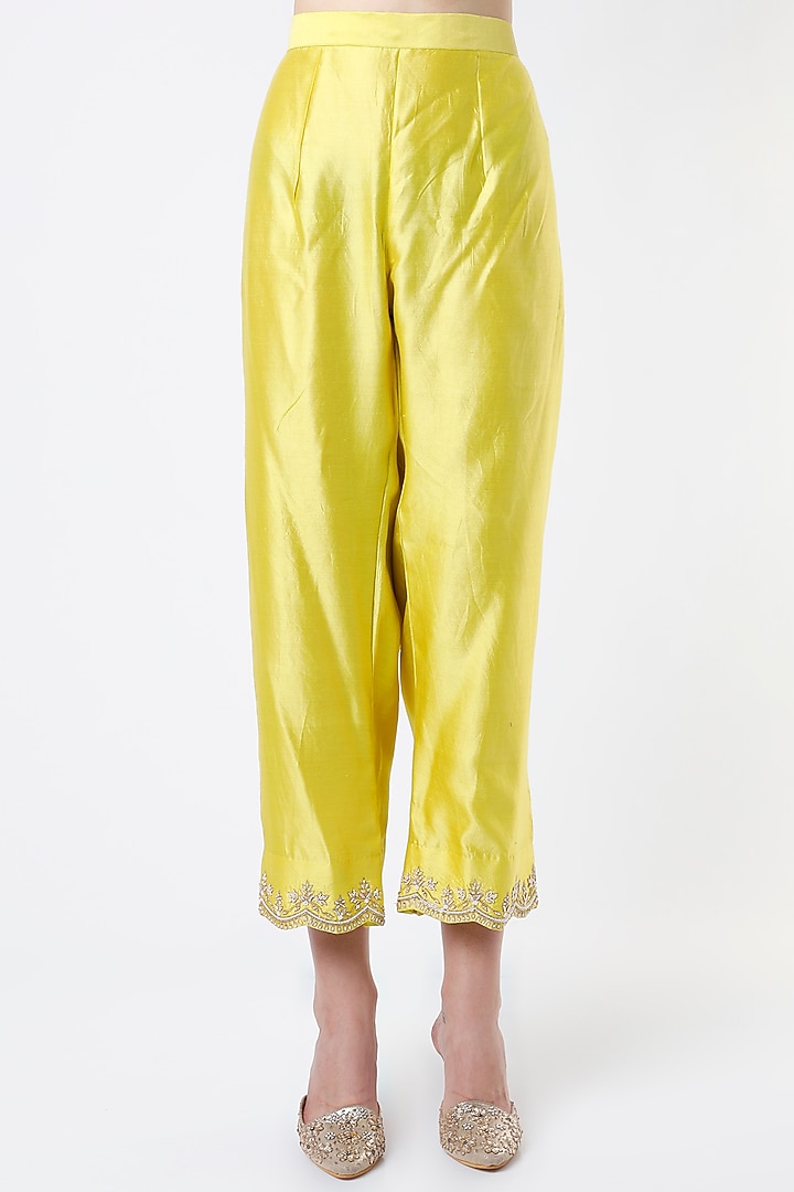 Lime Hand Embroidered Kurta Set by SURBHI SHAH at Pernia's Pop Up Shop
