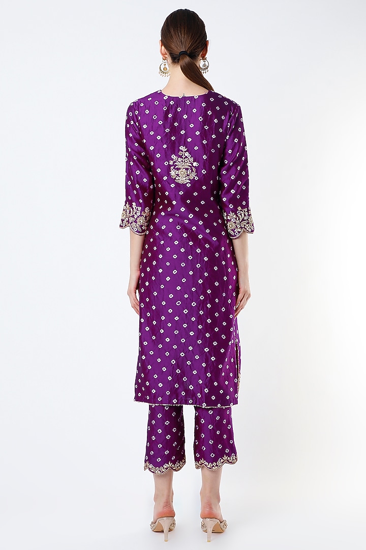 Dark Purple Hand Embroidered Kurta Set by SURBHI SHAH at Pernia's Pop Up Shop