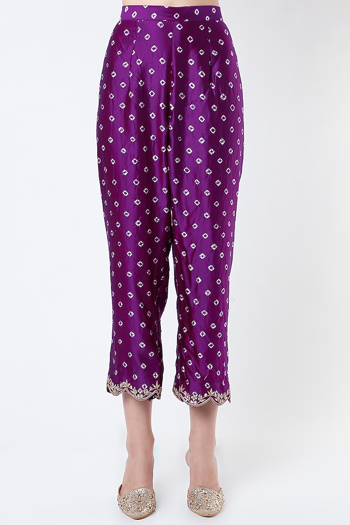 Dark Purple Hand Embroidered Kurta Set by SURBHI SHAH at Pernia's Pop Up Shop