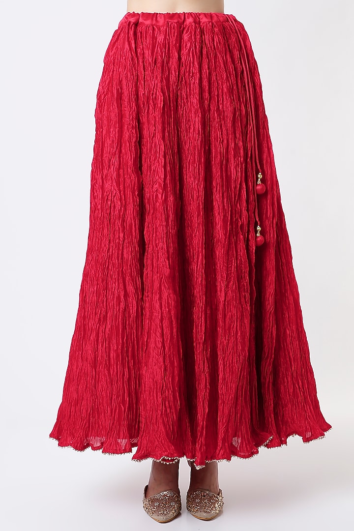Fiery Red Hand Embroidered Kurta Set by SURBHI SHAH at Pernia's Pop Up Shop
