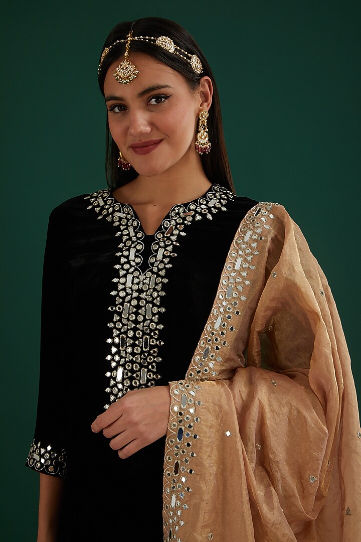 Black Velvet Wedding Sharara Set by SURBHI SHAH at Pernia's Pop Up Shop