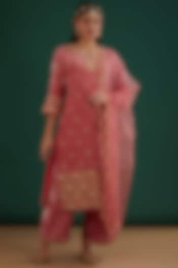 Rose Gold Hand Embroidered Kurta Set by SURBHI SHAH at Pernia's Pop Up Shop