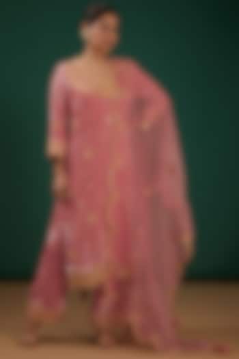 Rose Gold Hand Embroidered Kurta Set by SURBHI SHAH at Pernia's Pop Up Shop