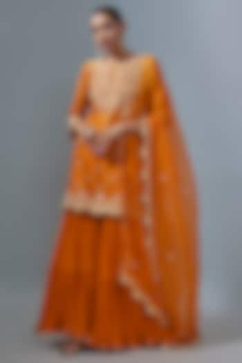 Orange Crush Sharara Set by SURBHI SHAH at Pernia's Pop Up Shop