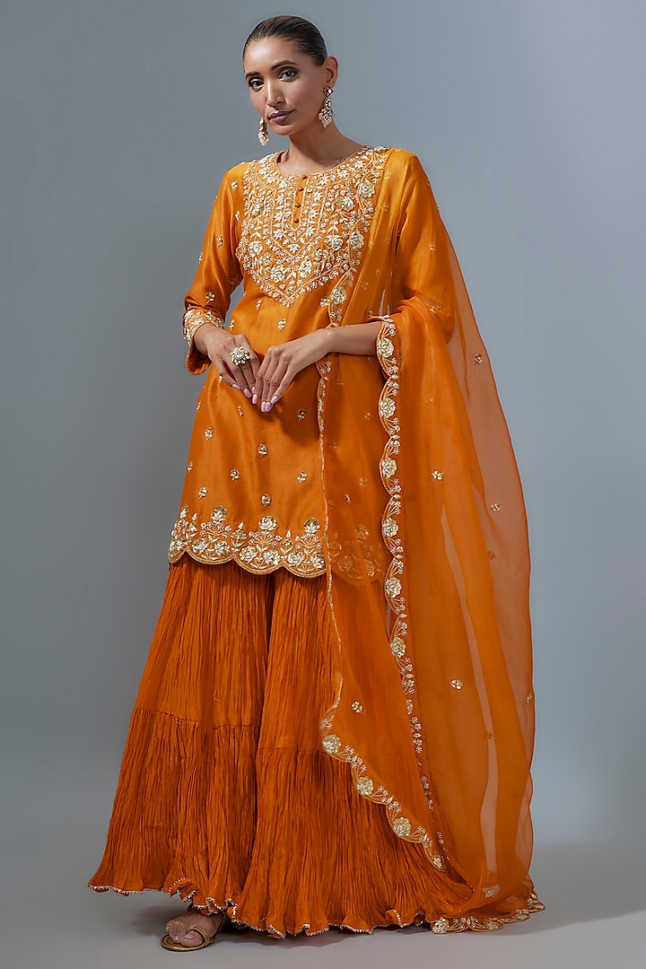 Orange Crush Sharara Set by SURBHI SHAH at Pernia's Pop Up Shop