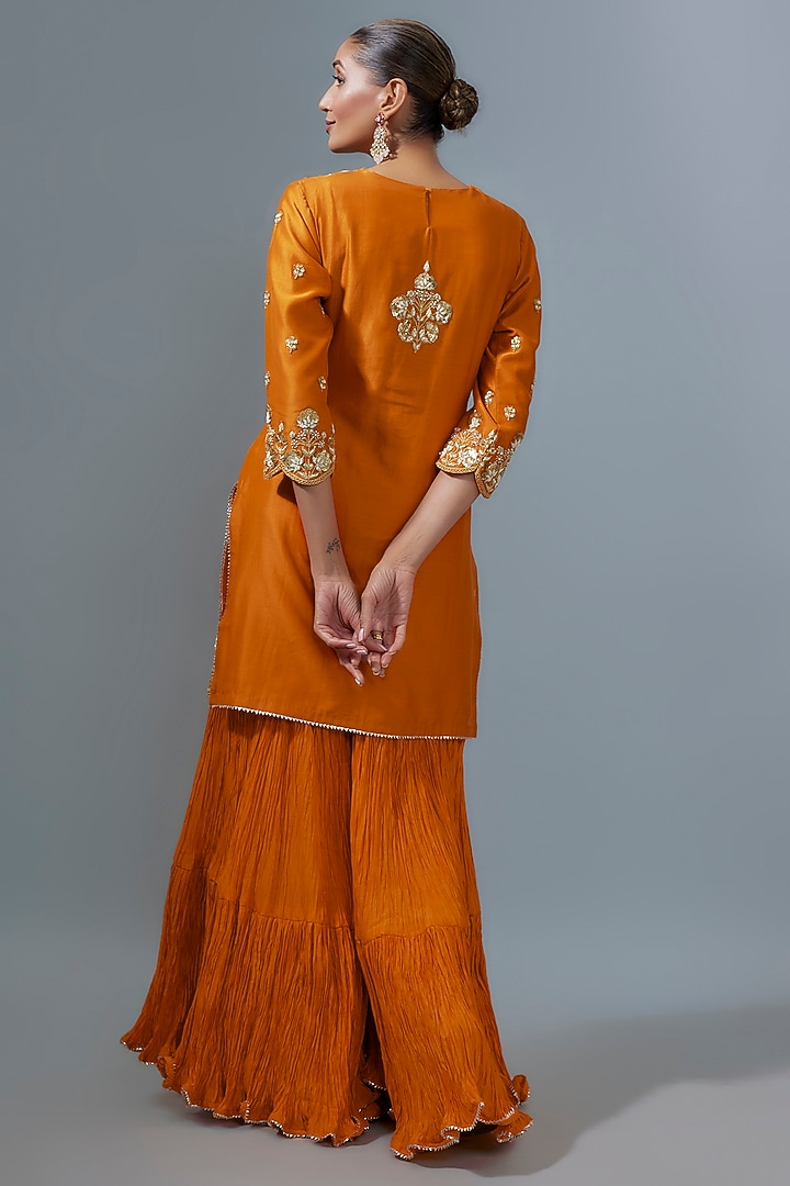Orange Crush Wedding Sharara Set by SURBHI SHAH at Pernia's Pop Up Shop