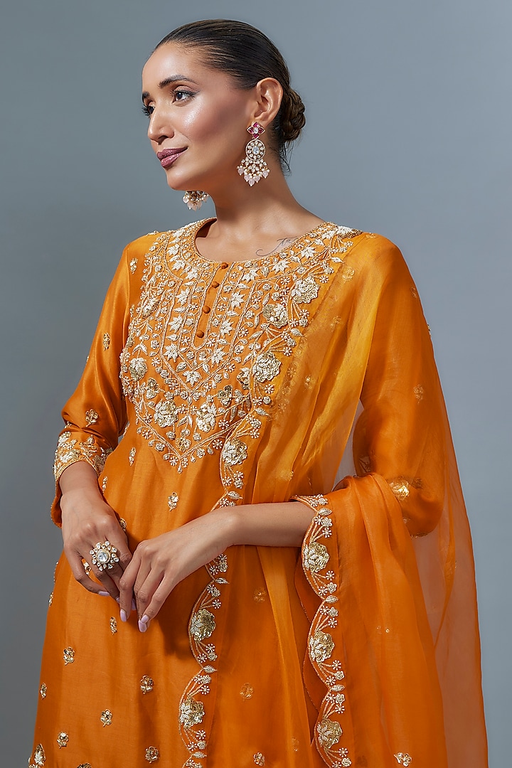 Orange Crush Wedding Sharara Set by SURBHI SHAH at Pernia's Pop Up Shop