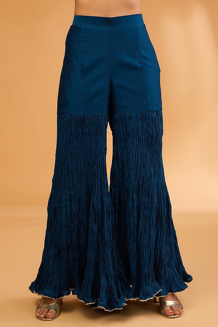 Navy Blue Crush Wedding Sharara Set by SURBHI SHAH at Pernia's Pop Up Shop