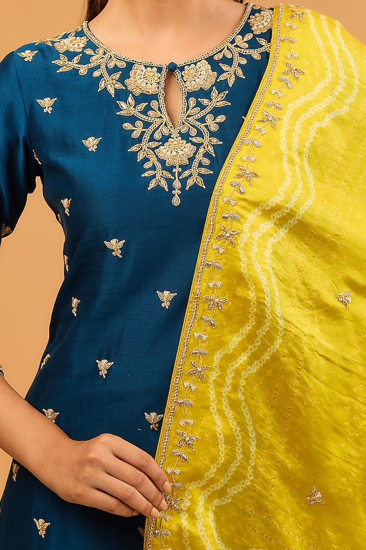 Navy Blue Crush Wedding Sharara Set by SURBHI SHAH at Pernia's Pop Up Shop