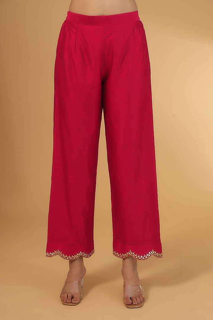 Red Spun Silk Gota Marori Work Kurta Set by SURBHI SHAH at Pernia's Pop Up Shop