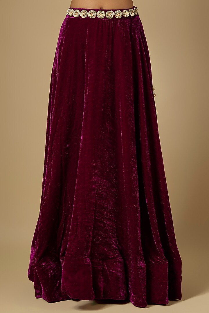 Magenta Velvet Zardosi Work Cape Set by SURBHI SHAH at Pernia's Pop Up Shop
