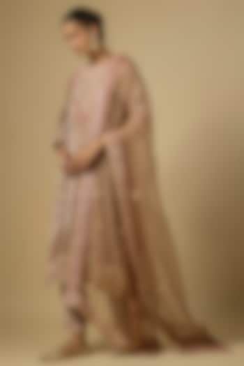 Mocha Velvet Resham Embroidered Kurta Set by SURBHI SHAH at Pernia's Pop Up Shop