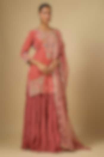 Old Rose Velvet Skirt Set by SURBHI SHAH at Pernia's Pop Up Shop