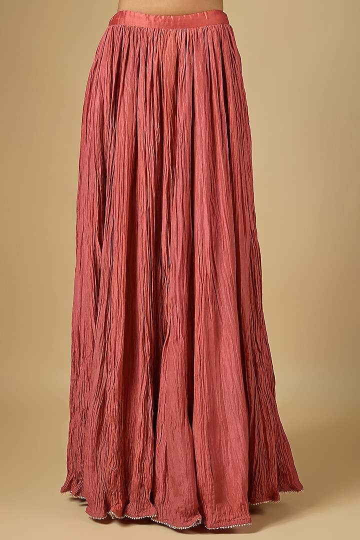 Old Rose Velvet Skirt Set by SURBHI SHAH at Pernia's Pop Up Shop
