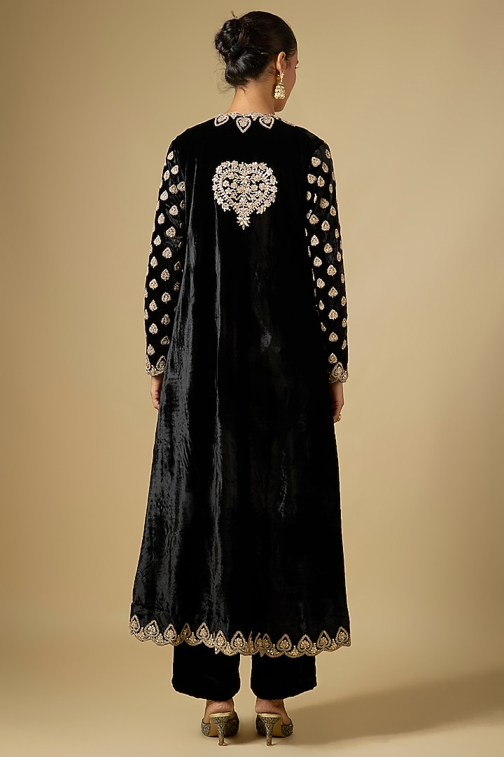 Black Velvet Marori Work Jacket by SURBHI SHAH at Pernia's Pop Up Shop