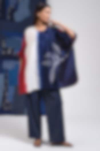 Blue Silk Cotton Blend Tie-Dye Printed Shirt by Sunita Shanker at Pernia's Pop Up Shop