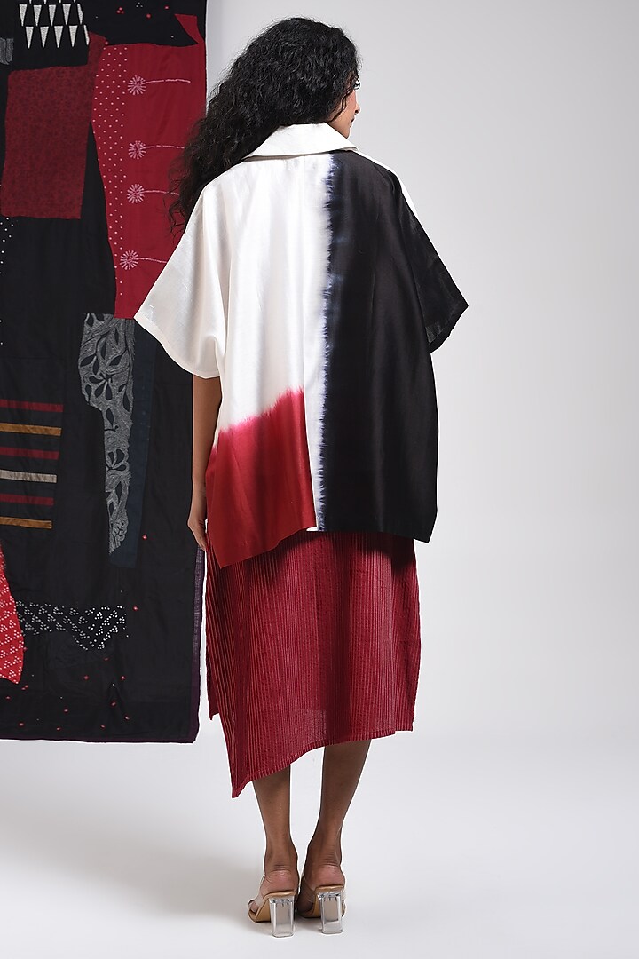 Black Silk Cotton Blend Tie-Dye Printed Shirt by Sunita Shanker at Pernia's Pop Up Shop