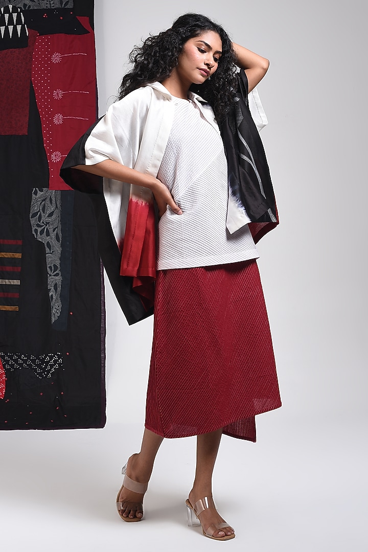 Black Silk Cotton Blend Tie-Dye Printed Shirt by Sunita Shanker at Pernia's Pop Up Shop