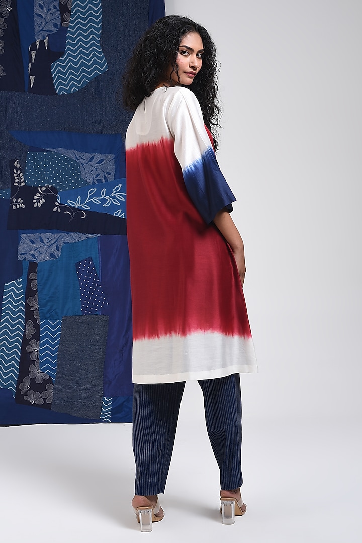Red Silk Cotton Blend Tie-Dye Printed Tunic by Sunita Shanker at Pernia's Pop Up Shop