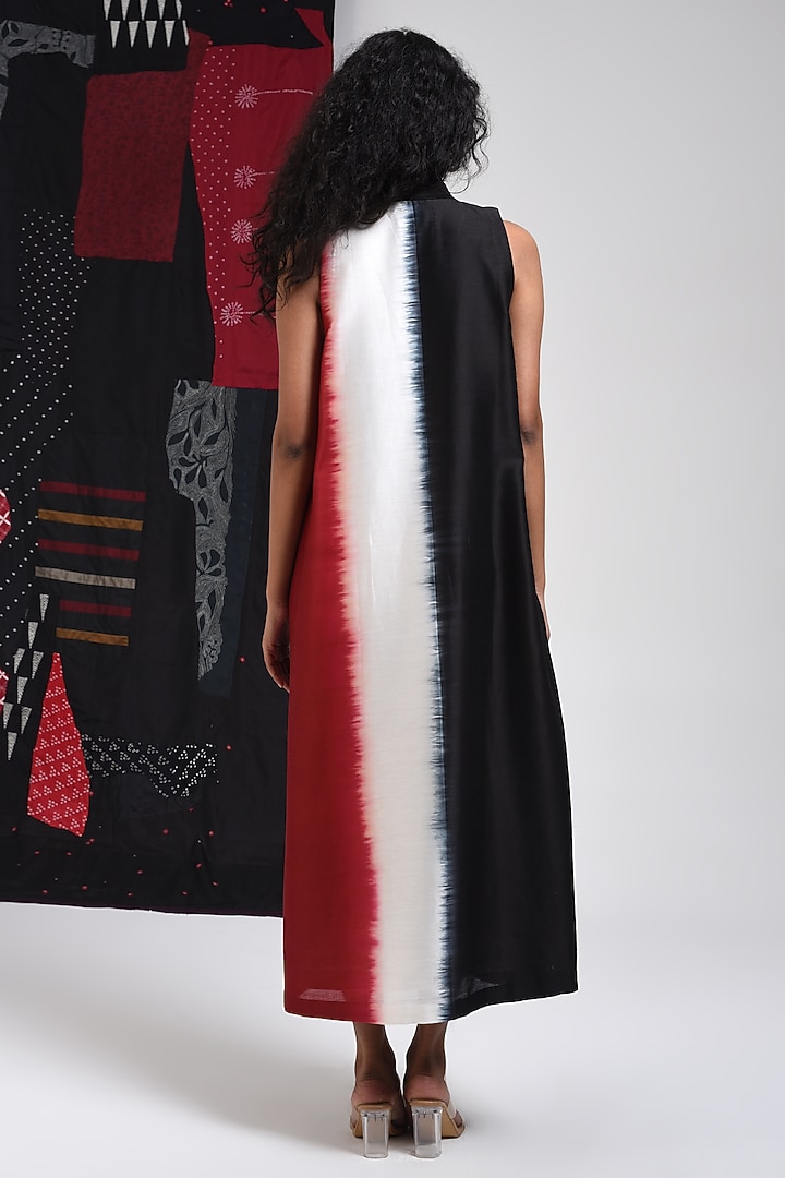 Black Silk Cotton Blend Tie-Dye Printed Vacation Dress by Sunita Shanker at Pernia's Pop Up Shop