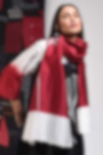 Red Silk Cotton Blend Tie-Dye Printed Stole by Sunita Shanker at Pernia's Pop Up Shop