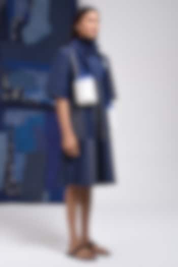 Blue Silk Cotton Blend Tie-Dye Printed Stole by Sunita Shanker at Pernia's Pop Up Shop