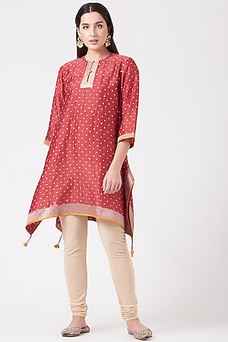 Dull Red Bandhani Tunic by Sunita Shanker