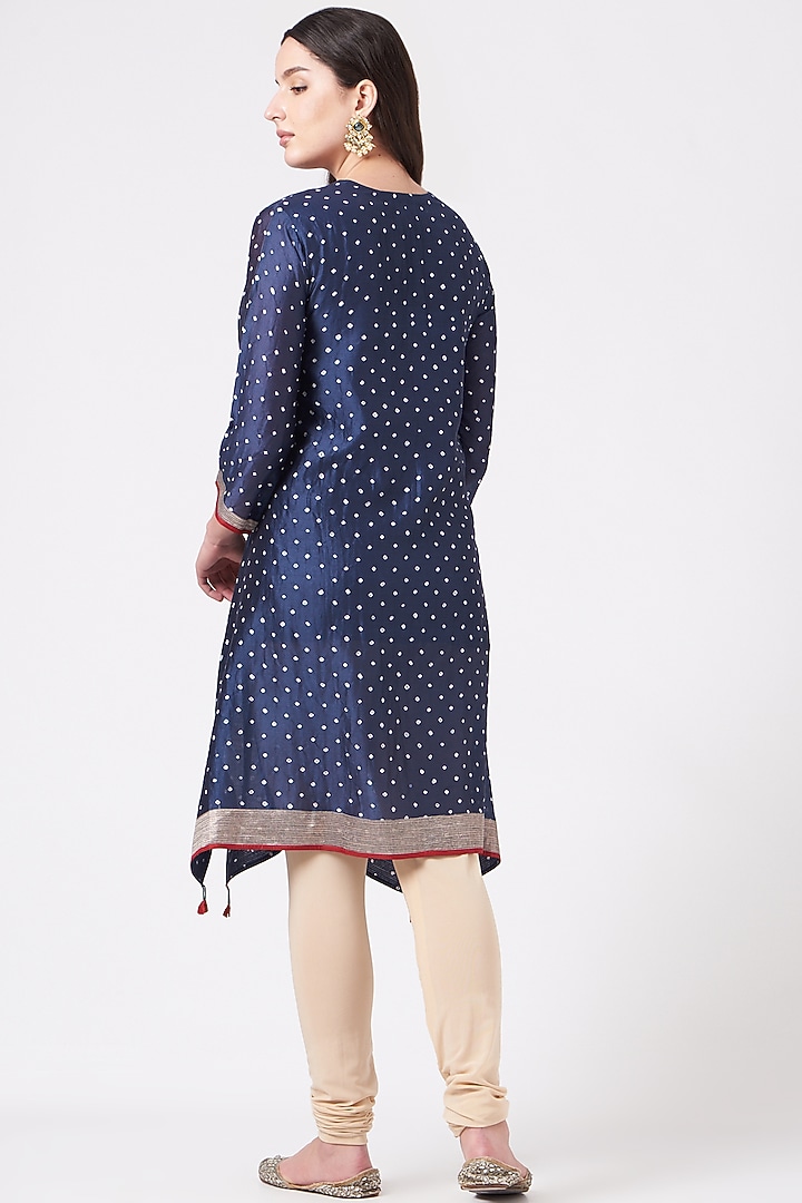 Cobalt Blue Bandhani Tunic by Sunita Shanker at Pernia's Pop Up Shop