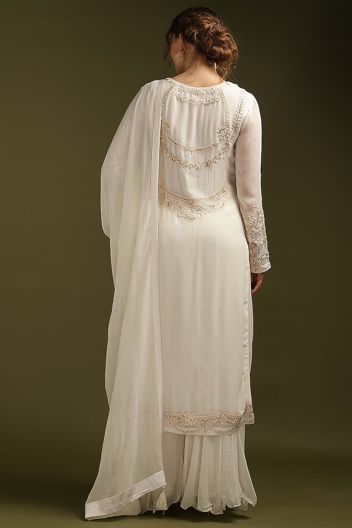 Off-White Georgette Party Wear Sharara Set by Suti Dhaaga at Pernia's Pop Up Shop