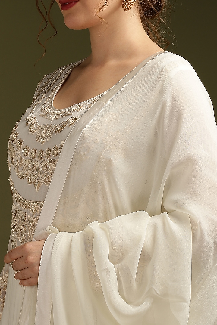 Off-White Georgette Party Wear Sharara Set by Suti Dhaaga at Pernia's Pop Up Shop