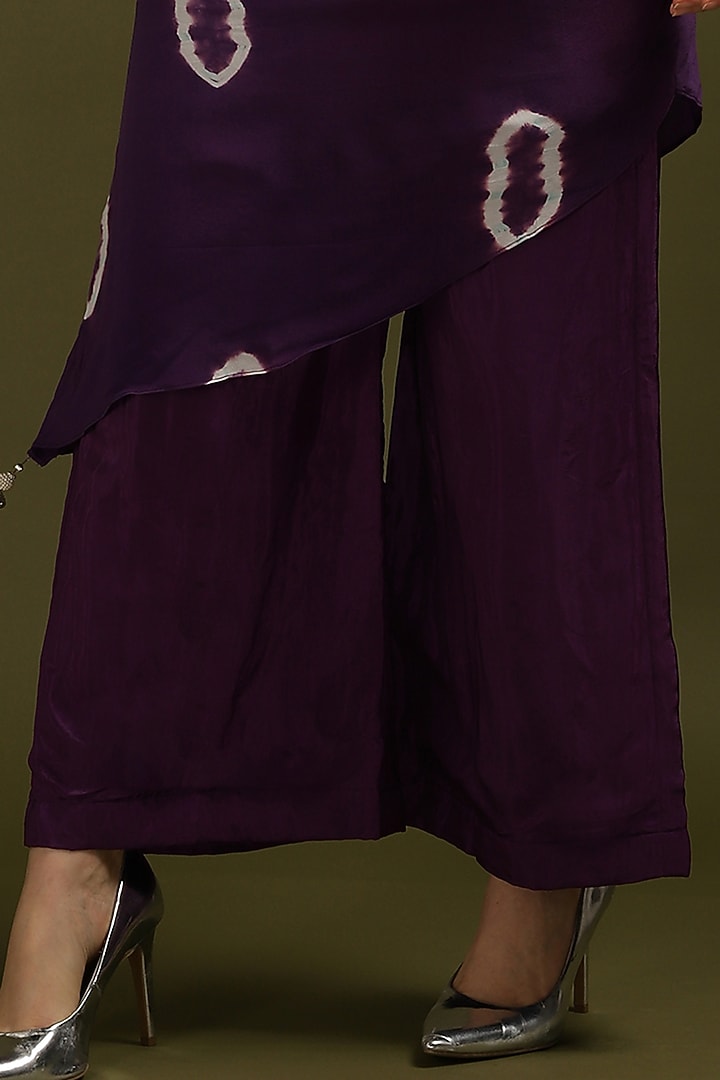 Purple Crepe Embroidered & Printed Kaftan Set by Suti Dhaaga at Pernia's Pop Up Shop