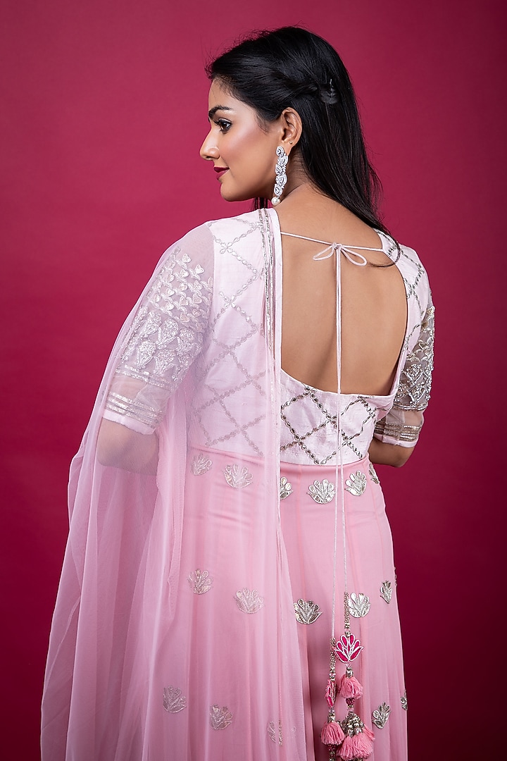 Pink Embroidered Bridal Anarkali Set by Suti Dhaaga at Pernia's Pop Up Shop