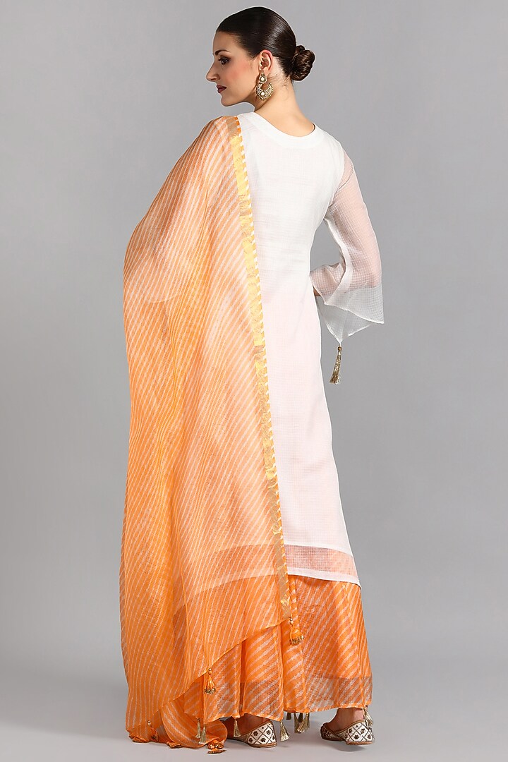 Peach Kota Doriya Party Wear Sharara Set by Suti Dhaaga at Pernia's Pop Up Shop