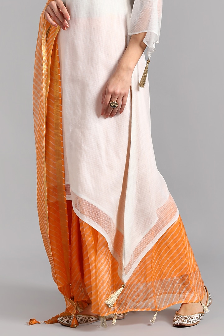 Peach Kota Doriya Party Wear Sharara Set by Suti Dhaaga at Pernia's Pop Up Shop