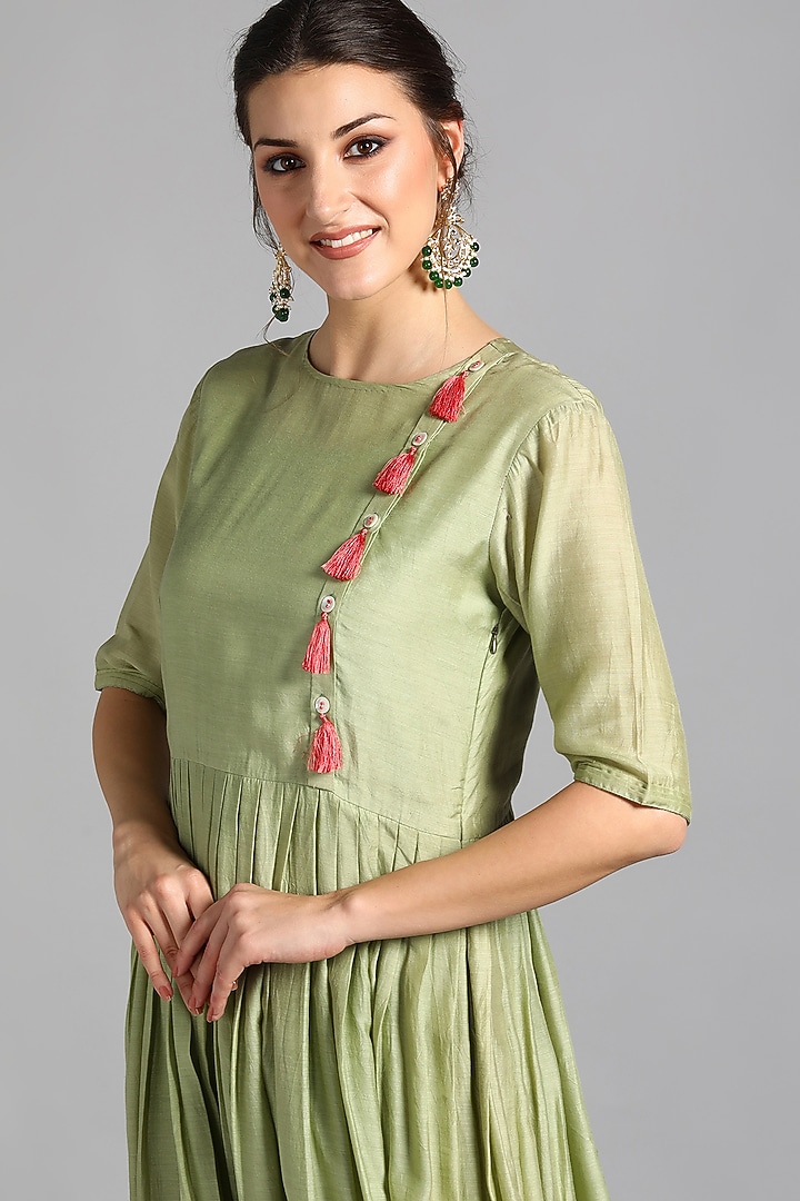 Champagne Cotton Silk Summer Dress by Suti Dhaaga at Pernia's Pop Up Shop